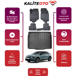 Citroen C4 2025 Model Bagaj Havuzu+4d Araca Özel Havuzlu Paspas Takımıı Prqx