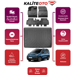 Fiat Doblo 2025 Model Bagaj Havuzu+4d Araca Özel Havuzlu Paspas Takımıı Prqx