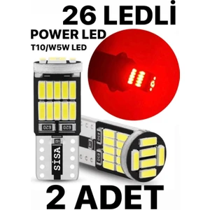 T10 LED 26 Ledli W5W Canbus Metal Ultra Power Kırmızı Park Plaka Tavan Ampulü