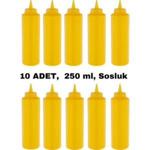 İly Store 10 Adet Sarı, Fişek Plastik Sosluk, Ketçap, Mayonez, Hardal, Barbekü, Zeytinyağlık, Limonluk, 250 ml