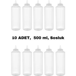 İly Store 10 Adet Şeffaf, Fişek Plastik Sosluk, Ketçap, Mayonez, Hardal, Barbekü, Zeytinyağlık, Limonluk, 500 ml