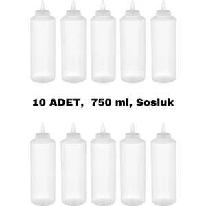 İly Store 10 Adet Şeffaf, Fişek Plastik Sosluk, Ketçap, Mayonez, Hardal, Barbekü, Zeytinyağlık, Limonluk, 750 ml