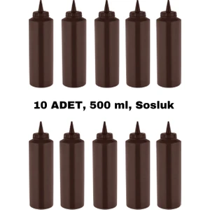 İly Store 10 Adet Kahverengi, Fişek Plastik Sosluk, Ketçap, Mayonez, Hardal, Barbekü, Zeytinyağlık, Limonluk, 500 ml