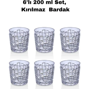 İly Store 200 ml Stone Su Bardağı, 6 adet Kırılmaz Su Bardağı, Meşrubat Bardağı, Polikarbon, GC - S01