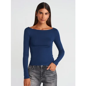 31332 Kayık Yaka Uzun Kollu Top-Lacivert