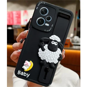 3gen Case Xiaomi Redmi Note 12 Pro Plus Uyumlu Sevimli Kuzu 3D Oyuncak Tasarımlı El Geçmeli Renkli Kılıf