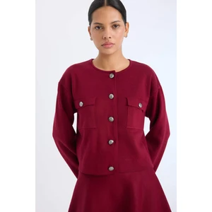 Regular Fit Bisiklet Yaka Düğmeli Triko Hırka E5562AX24CW