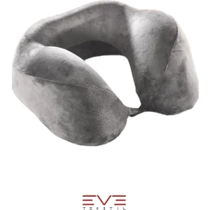 Eve Tekstil Ortopedik Boyun Yastığı Visco Boyun Destekli Seyahat Yastığı Hipoalerjik Gri - Siyah