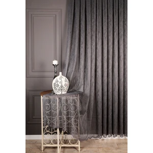 Cam Kırığı Tül Perde, 1/3 Sık Pile Koyu Gri - 550 x 200 cm