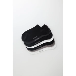 Siyah Karışık Renkli 7'li Paket Patik Çorap