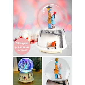 El Ele Tutuşan Aşıklar Kar Küresi Orta Boy Işıklı Müzikli 12CM