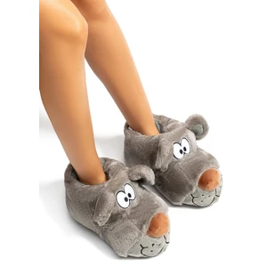 Fibert Kadın,Garson Boy Hayvanlı Panduf Gri 36/41 EE0523