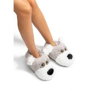 Lulu Kadın, Garson Boy Hayvanlı Panduf Gri 36/41 EE0539