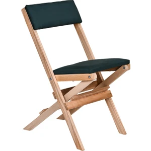 Ahşap Döşeme Minderli Katlanır  Bahçe Mutfak Balkon Teras Sandalyesi (Naturel-Yeşil)