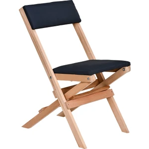 Ahşap Döşeme Minderli Katlanır  Bahçe Mutfak Balkon Teras Sandalyesi (Naturel-Antrasit)