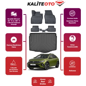 Volkswagen Taigo 2024 Model Alt Bagaj Havuzu+4d Araca Özel Havuzlu Paspas Takımıı Prqx