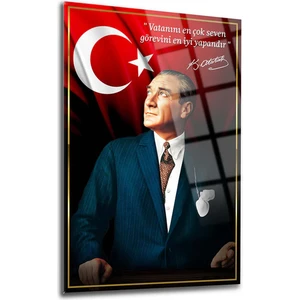 Atatürk 4mm Kırılmaz Temperli Yüksek Çözünürlüklü Cam Tablo