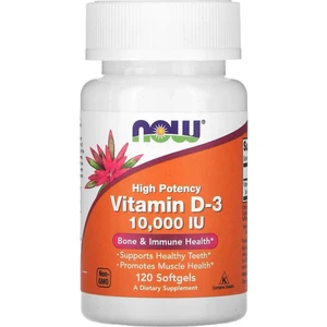 Now Foods, D3 Vitamini, Yüksek Etkili, 10.000 Iu, 120 Yumuşak Kapsül