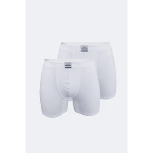 Erkek Beyaz 2 Li Pamuk Elastan Uzun Boxer 2M073