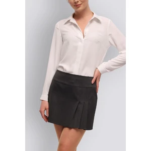 Luna | Pileli Mini Etek - Antrasit