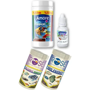 Tropical Mix Selection 125ML Lepistes-Melek-Moli Balık Yemi, Pro Energy Mix 100ML, Spirulina Garlic 100ML