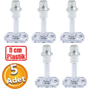 5 Adet Mobilya Kapı Arkası Kolu Stoperi Tamponu (Plastik Şeffaf 8 Cm) Stopu Durdurucusu Tutucu Tutacağı