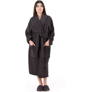 Soft Line  Pamuklu Şalyaka Antrasit Rengi (L- x l-2 x l-3 x l-4 x l) Büyük / Battal Beden Bornoz
