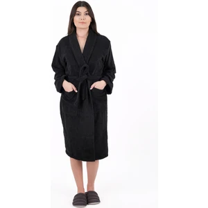 Soft Line  Pamuklu Şalyaka (L- x l-2 x l-3 x l-4 x l) Büyük / Battal Beden Siyah Renkli Bornoz