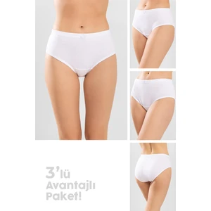 Baykar Kadın Pamuklu Lastikli Bato Külot 3'lü Paket Beyaz