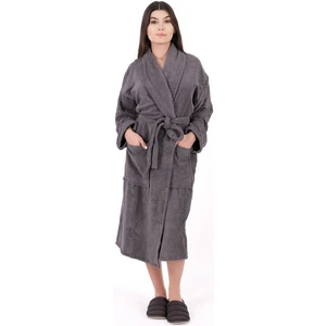 Soft Line  Pamuklu Şalyaka Gri Renkli (L- x l-2 x l-3 x l-4 x l) Büyük / Battal Beden Bornoz