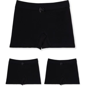 Kız Çocuk Düz Boxer 3'lüi Set 5190 Siyah