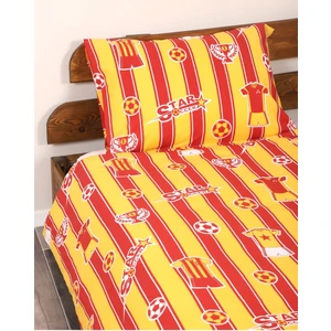 Tek Kişilik (Genç) sarı kırmızırenklidesenli Taraftar Pamuklu Nevresim Seti (Yastık Kılıfı+Yorgan Kılıfı)