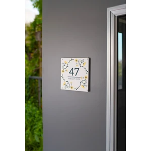 Sarı Çiçek Motifli Kişiye Özel Kapı Numarası ve Kapı İsimliği