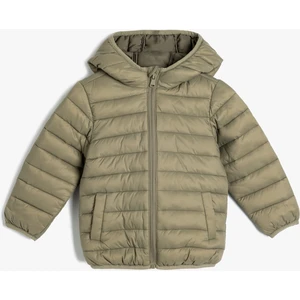 Şişme Mont Kapşonlu Cepli Fermuarlı