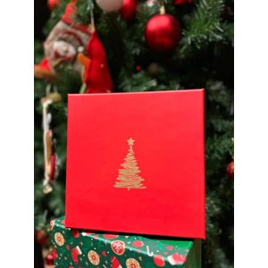 Yılbaşına Özel 20X20 Yeniyıl Dekoratif Hediye Kutusu Çam Ağacı