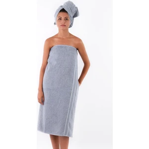 Pamuklu Gri Renkli Banyo Havlusu ve Baş Havlusu Takımı