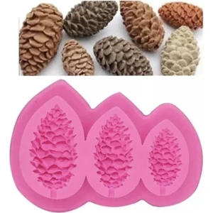 3'lü Minik Yarım Kozalak Silikon Kalıp Mum Kokulu Taş K-1374, Kokulu Taş Sabun Alçı Mum Kalıbı