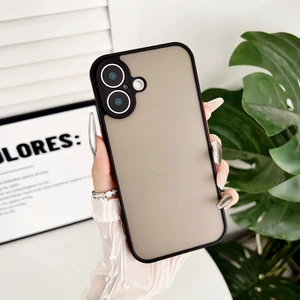 M.TK Moveteck iPhone 16 Kılıf Mat Parmak Izi Yapmaz Kamera Korumalı Renkli Tuşlu Sert Silikon Kapak Arkası Mat Şeffaf