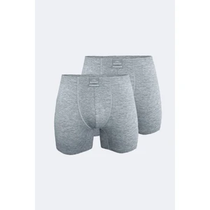 Erkek Gri 2 Li Pamuk Elastan Uzun Boxer 2M073
