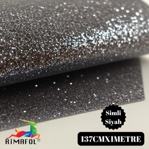 Simli Siyah Dekoratif Folyo 137CMX1METRE