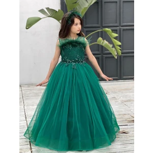 Uğur Böceği Çocuk Tüylü Incili Abiye Taçlı 2'li Set Takım