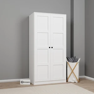 Lucas 2 Kapaklı Çift Askılı Elbise Dolabı - Mat Beyaz