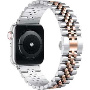 Apple Watch 9 41MM ile Uyumlu Rolex Tasarım Metal Kordon Kayış - FC879