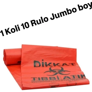 80x110 Jumbo Boy Tıbbi Atık Çöp Torbası 800 gr 1 Koli 10 Rulo