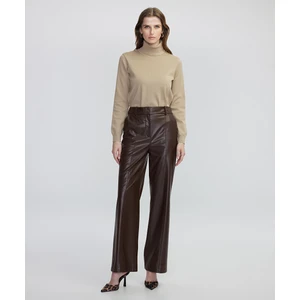 Deri görünümlü straight fit pantolon IW6240003407074