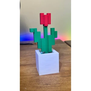 Minecraft Kırmızı Yeşil Çiçek Saksı Hediyelik Figürü