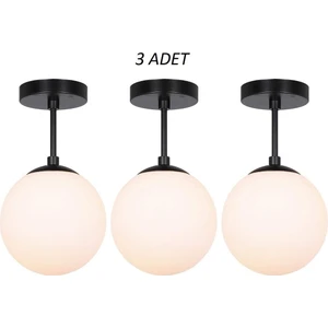 3 Adet Kartopu Modern Camlı Avize Metal Gövde