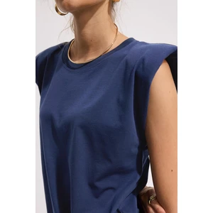 Omuz Vatkalı Kolsuz T-Shirt