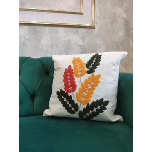 Punch Nakışlı Kırlent Kılıfı Çiçek Desenli