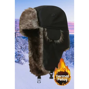 Unisex Termal Peluş Kürklü Pilot Şapka